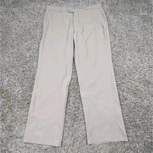 Peter Millar Wicking Durham Performance Pants Mens 36x32 Beige Golf Straight